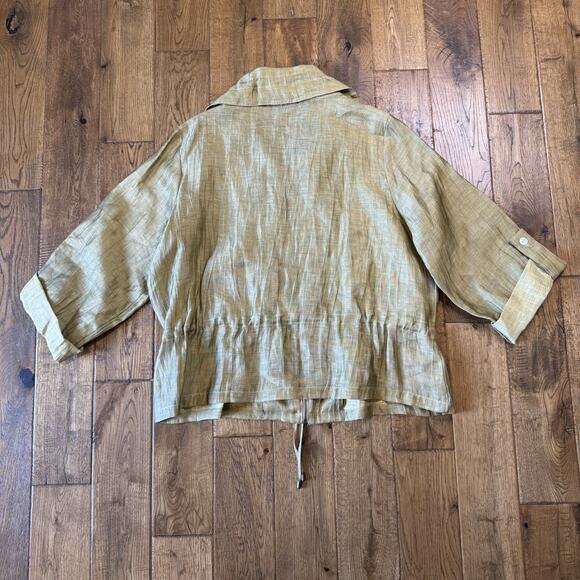Ruby Rd Linen Jacket Womens 16W Roll Sleeve Lightweight Full ZIp Anorak Jacket - Picture 6 of 6